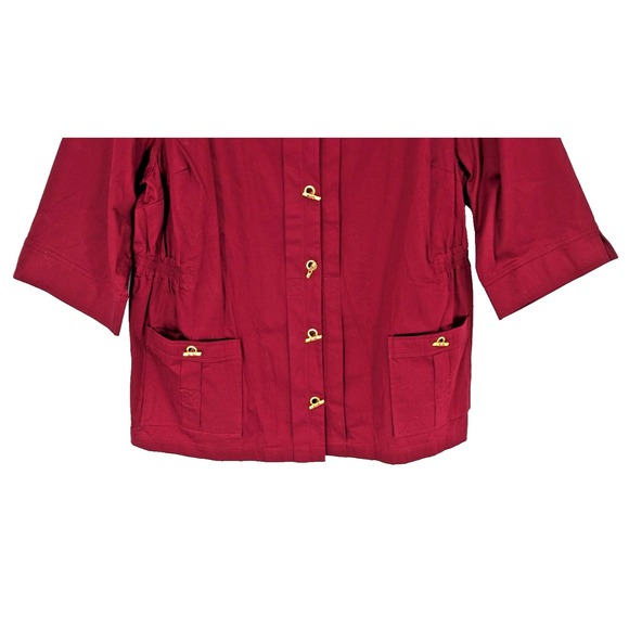 CATHERINES Added Diminsions Top SIZE 1X Burgundy Gold Tone Toggle Closure Retro - Picture 5 of 12